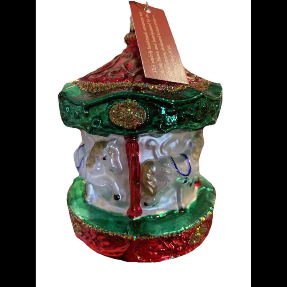 ✝️Glassware Art Studio Carousel Ornament NIB